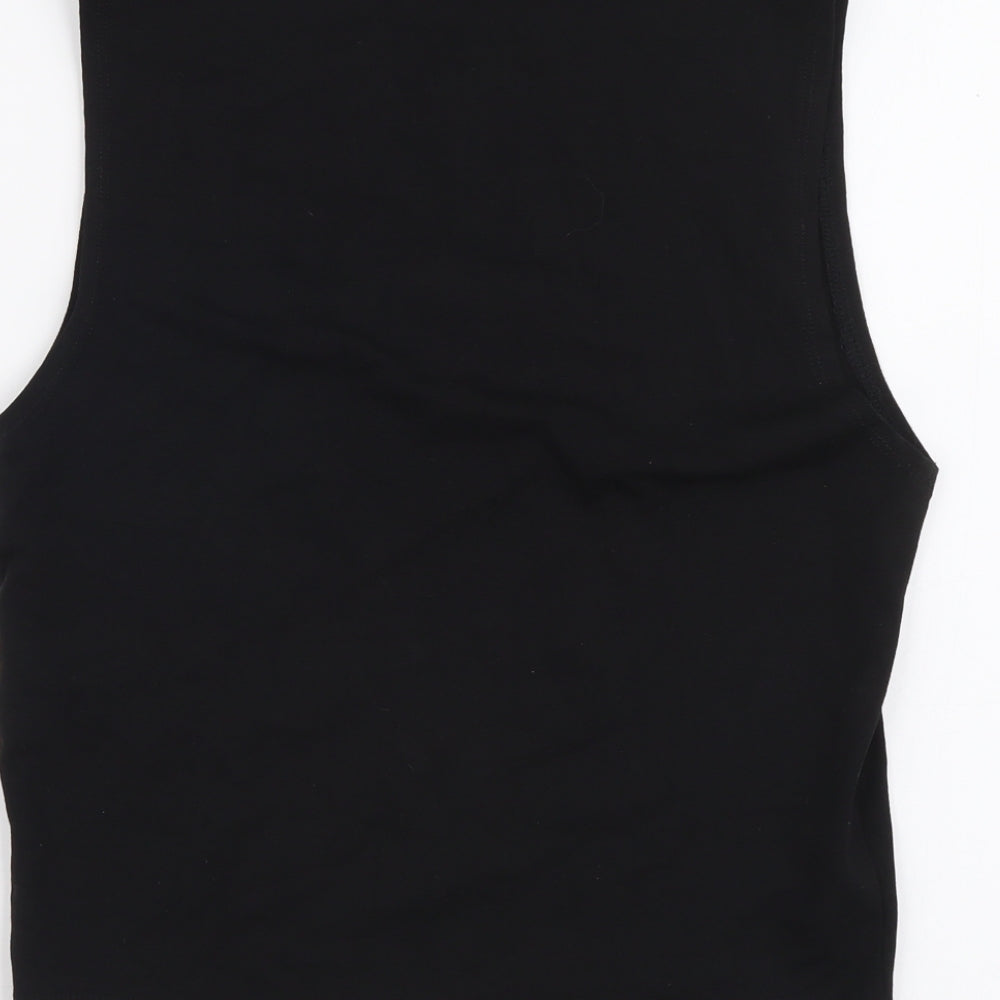 Zara Womens Black Cotton Cropped Blouse Size S Round Neck