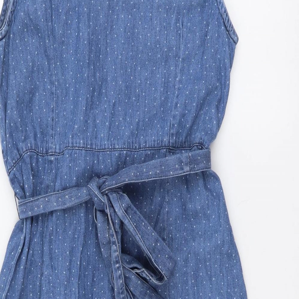 TU Womens Blue Cotton Shirt Dress Size 12 Collared Button