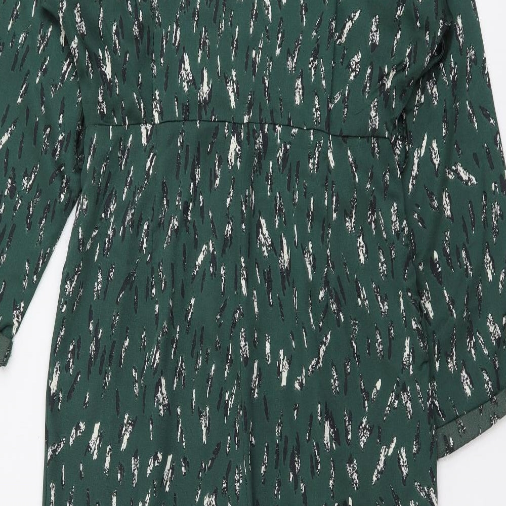 AX Paris Womens Green Geometric Polyester Jumpsuit One-Piece Size 8 Button