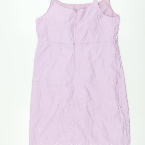 Gap Womens Purple Polyester Slip Dress Size 8 Round Neck Zip