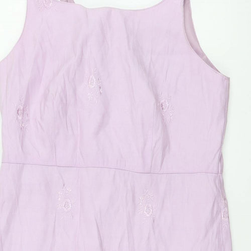 Gap Womens Purple Polyester Slip Dress Size 8 Round Neck Zip