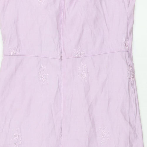 Gap Womens Purple Polyester Slip Dress Size 8 Round Neck Zip