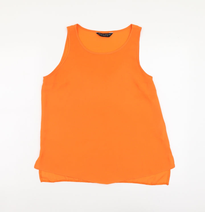 Dorothy Perkins Womens Orange Polyester Basic Tank Size 8 Round Neck
