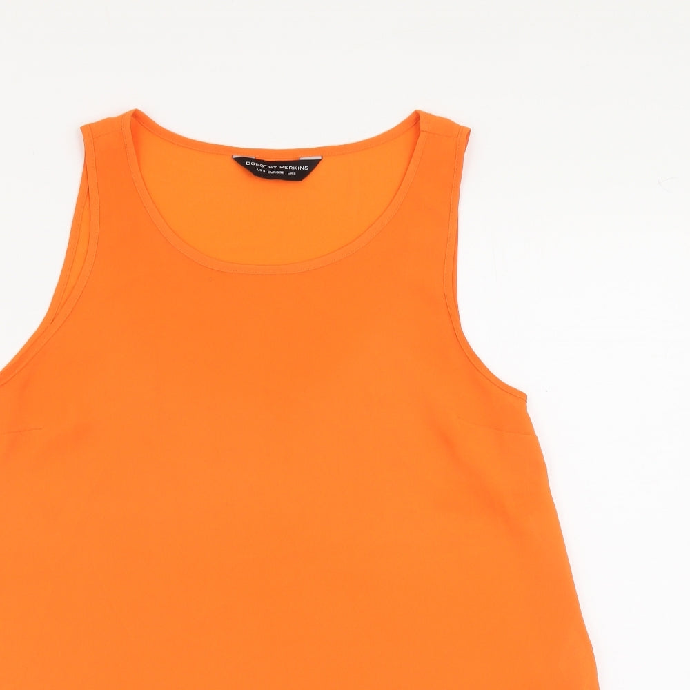 Dorothy Perkins Womens Orange Polyester Basic Tank Size 8 Round Neck
