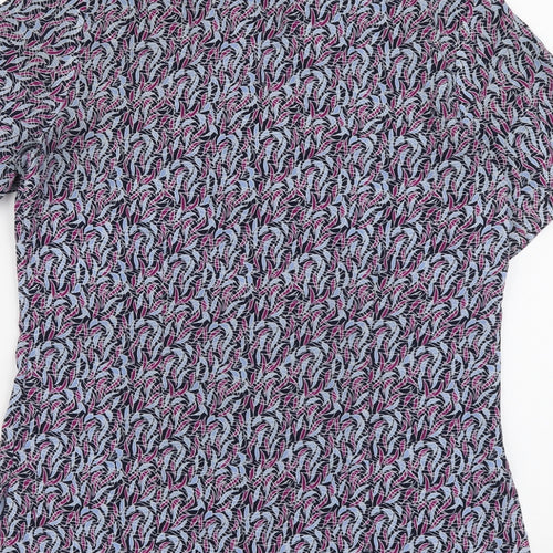 Vortex Womens Blue Geometric Polyester Basic Button-Up Size 10 Collared