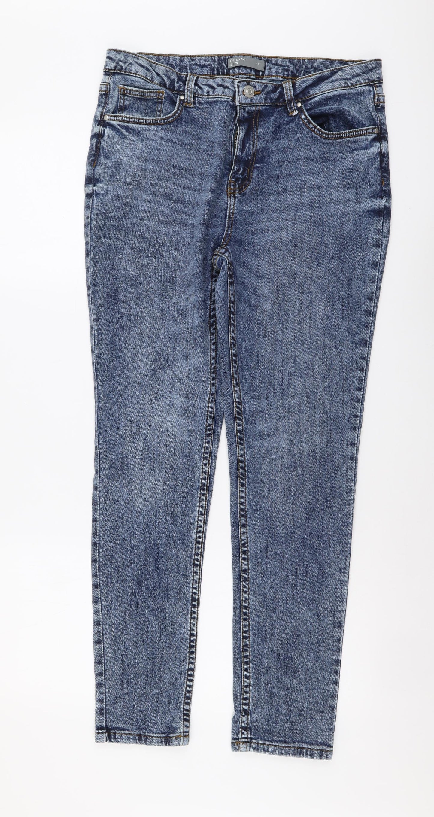 Nutmeg Womens Blue Cotton Skinny Jeans Size 12 L29 in Regular Button