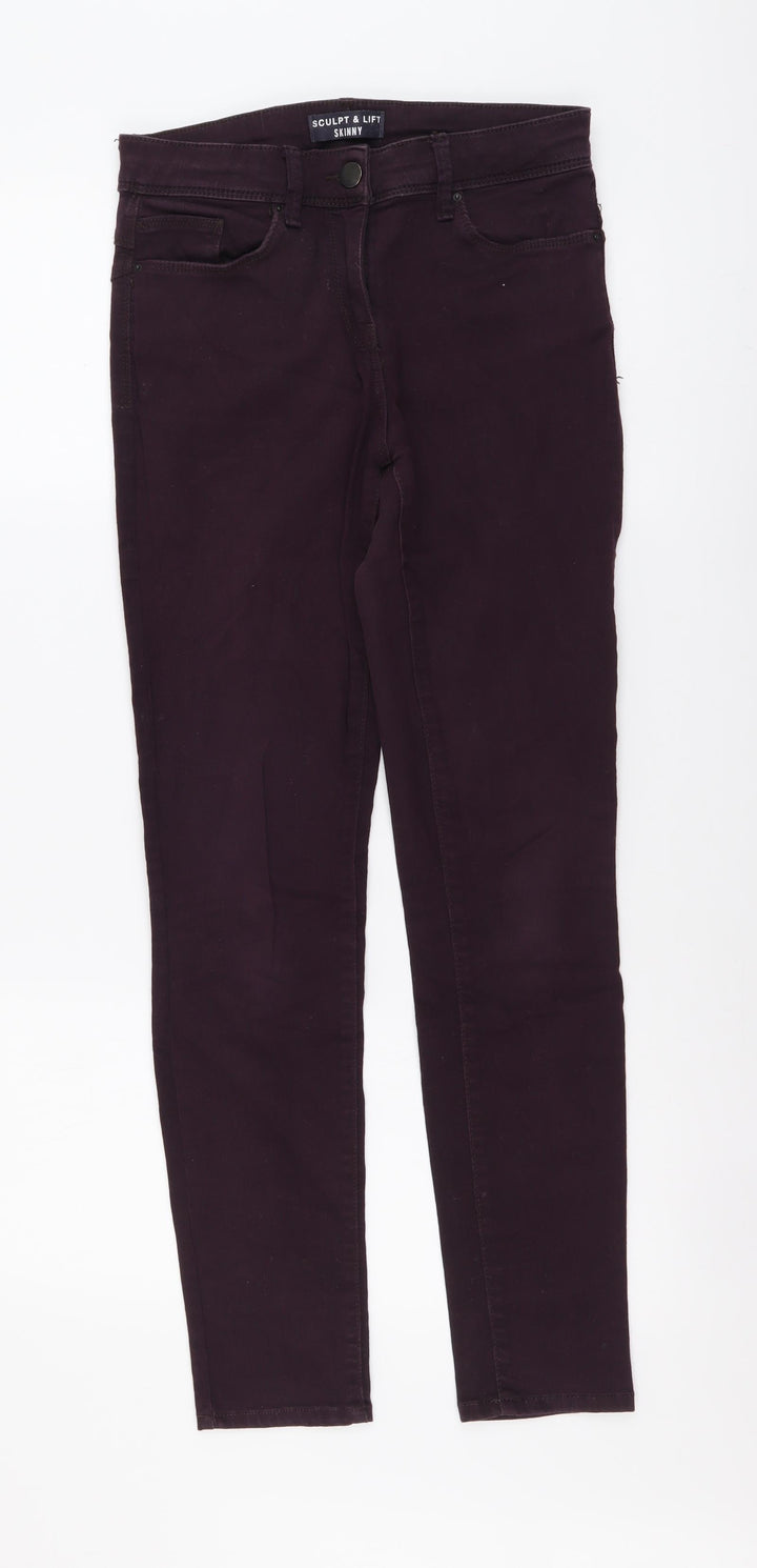 Marks and Spencer Womens Purple Cotton Skinny Jeans Size 10 L25 in Regular Button