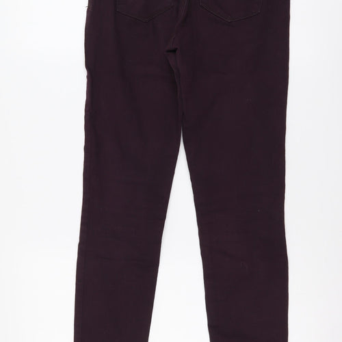 Marks and Spencer Womens Purple Cotton Skinny Jeans Size 10 L25 in Regular Button