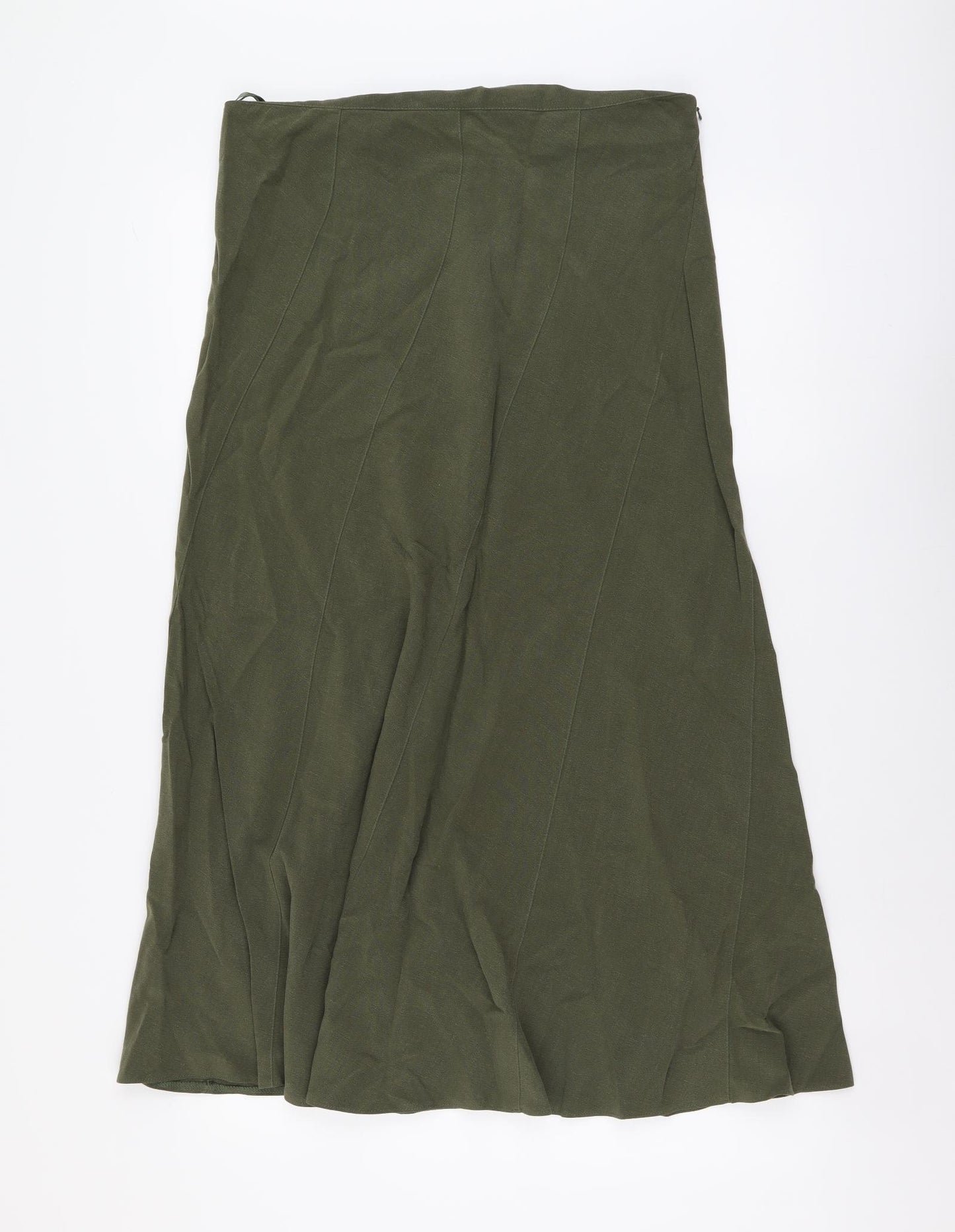 Wallis Womens Green Lyocell A-Line Skirt Size 14 Zip
