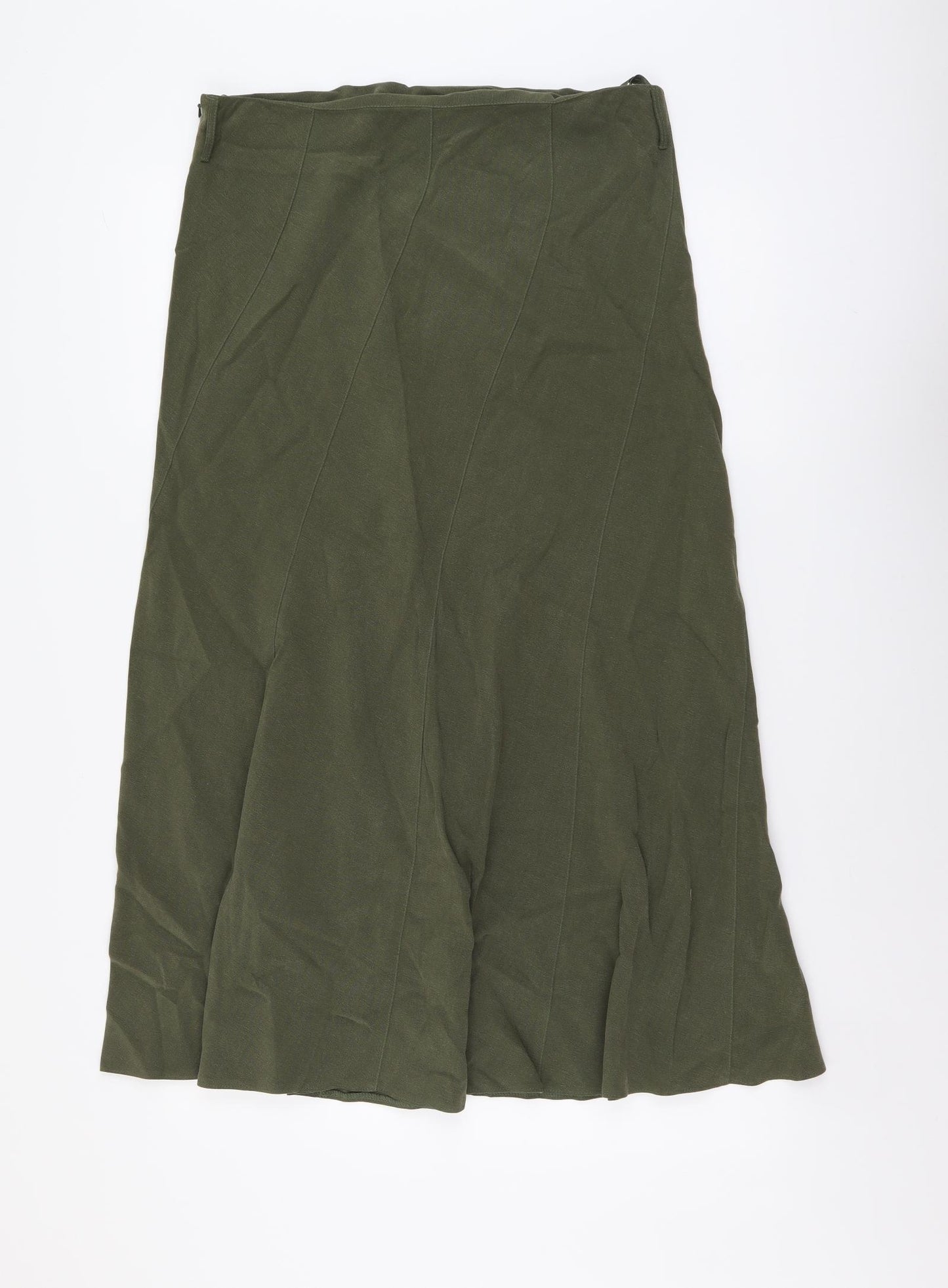 Wallis Womens Green Lyocell A-Line Skirt Size 14 Zip