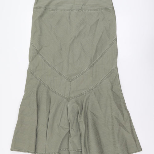 George Womens Green Cotton A-Line Skirt Size 12 Zip