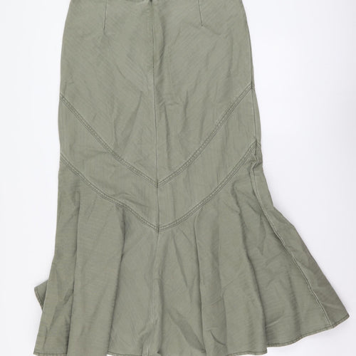 George Womens Green Cotton A-Line Skirt Size 12 Zip