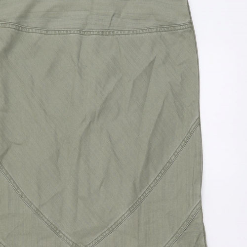 George Womens Green Cotton A-Line Skirt Size 12 Zip