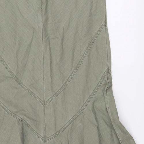 George Womens Green Cotton A-Line Skirt Size 12 Zip