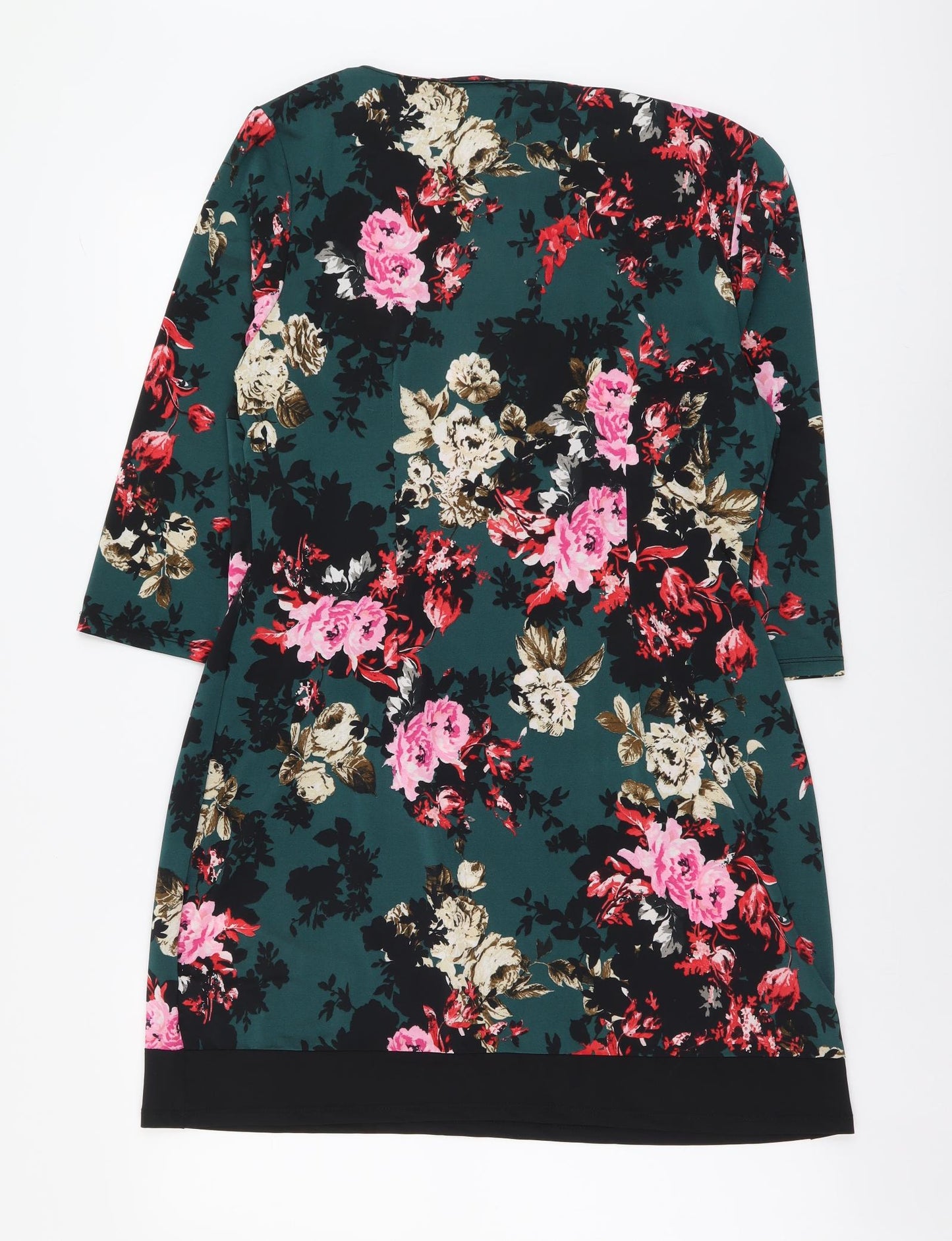 Atmosphere Womens Green Floral Polyester Shift Size 16 Boat Neck Pullover