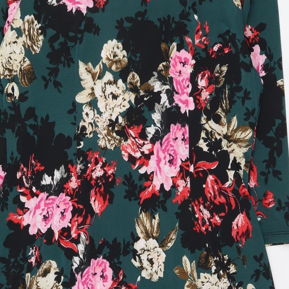 Atmosphere Womens Green Floral Polyester Shift Size 16 Boat Neck Pullover