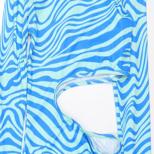 SheIn Womens Blue Animal Print Polyester Bodycon Size XS Boat Neck Pullover