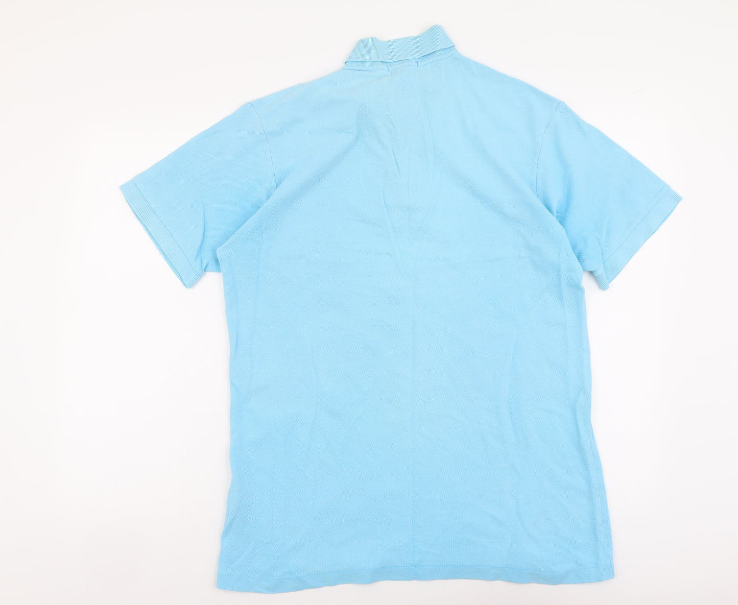 Marks and Spencer Mens Blue Cotton Polo Size M Collared Button