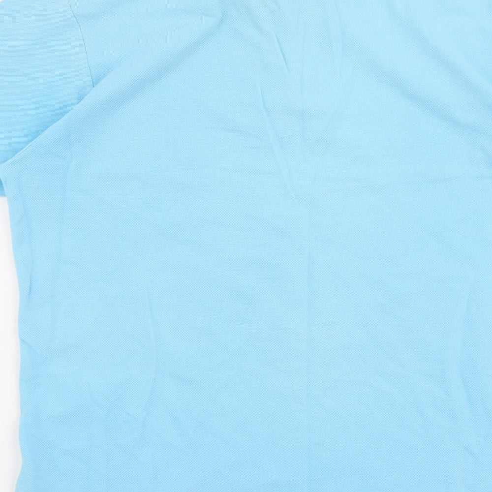 Marks and Spencer Mens Blue Cotton Polo Size M Collared Button