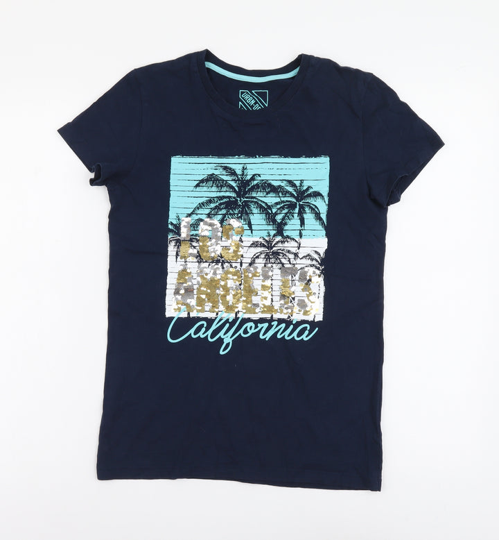 Urban-Dept Boys Blue Cotton Basic T-Shirt Size 12 Years Round Neck Pullover - California
