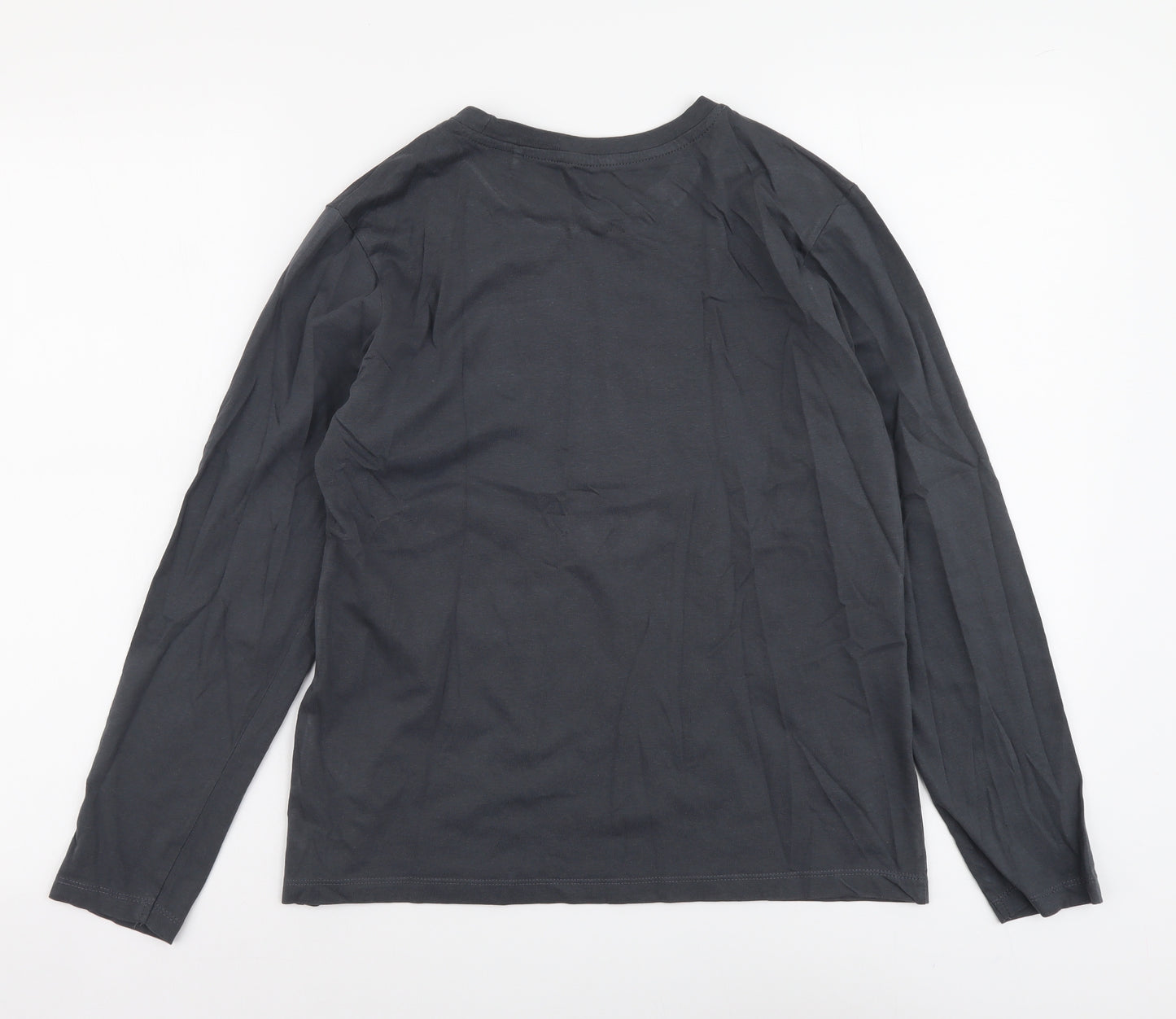 Favourites Boys Grey Cotton Basic T-Shirt Size 14 Years Round Neck Pullover - Cobra