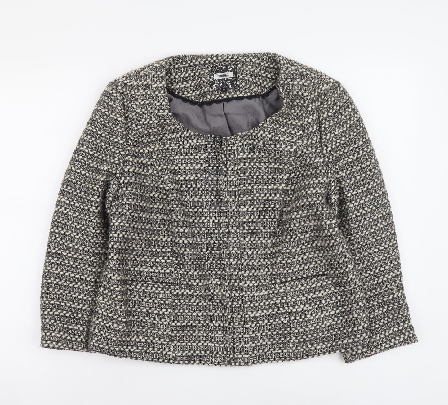 NEXT Womens Beige Geometric Jacket Size 16 Zip