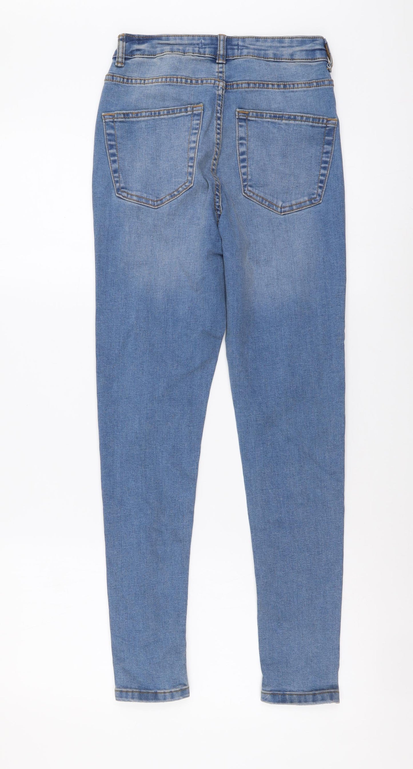 Denim & Co. Womens Blue Cotton Skinny Jeans Size 12 L26 in Regular Button