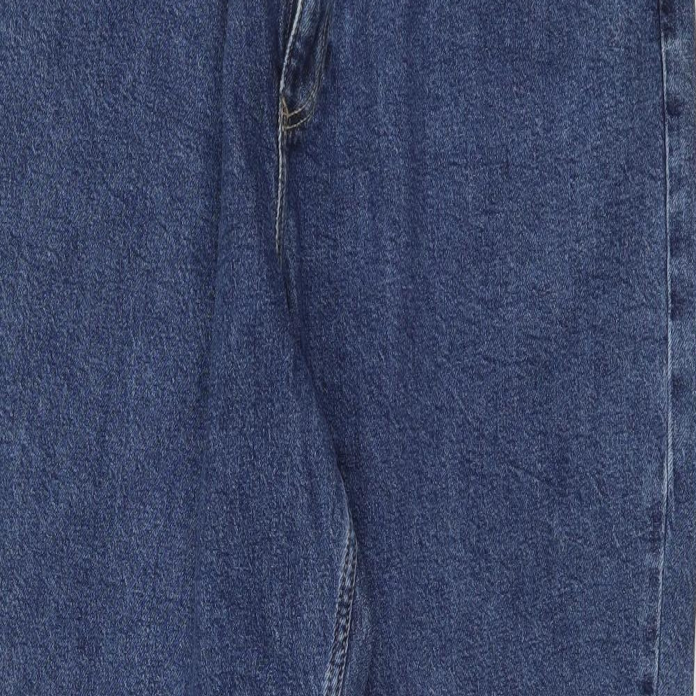 F&F Womens Blue Cotton Straight Jeans Size 16 L30 in Regular Button