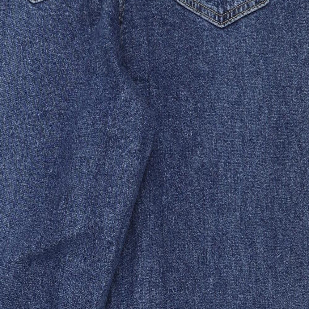F&F Womens Blue Cotton Straight Jeans Size 16 L30 in Regular Button
