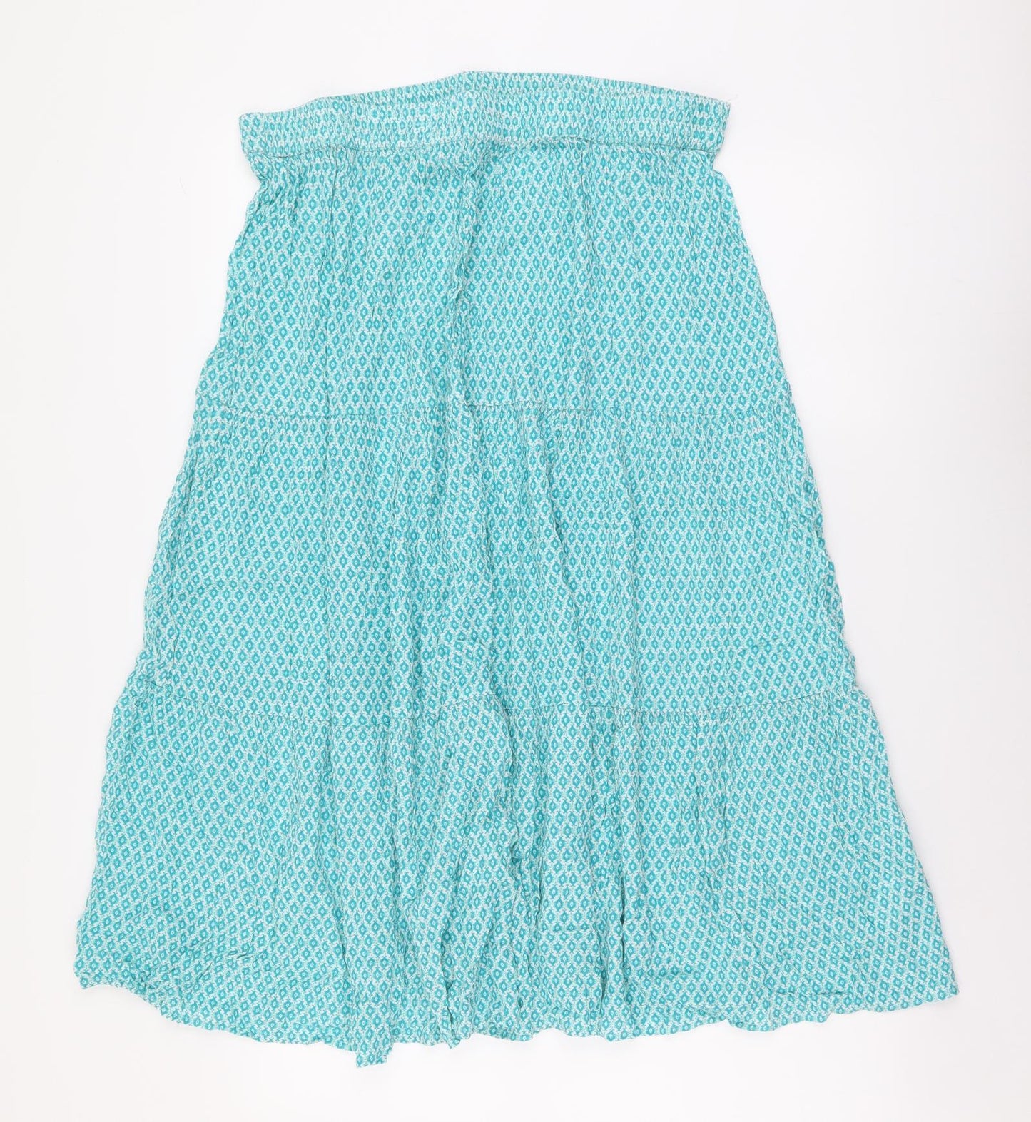 Cotton Traders Womens Blue Geometric Viscose Flare Skirt Size 18