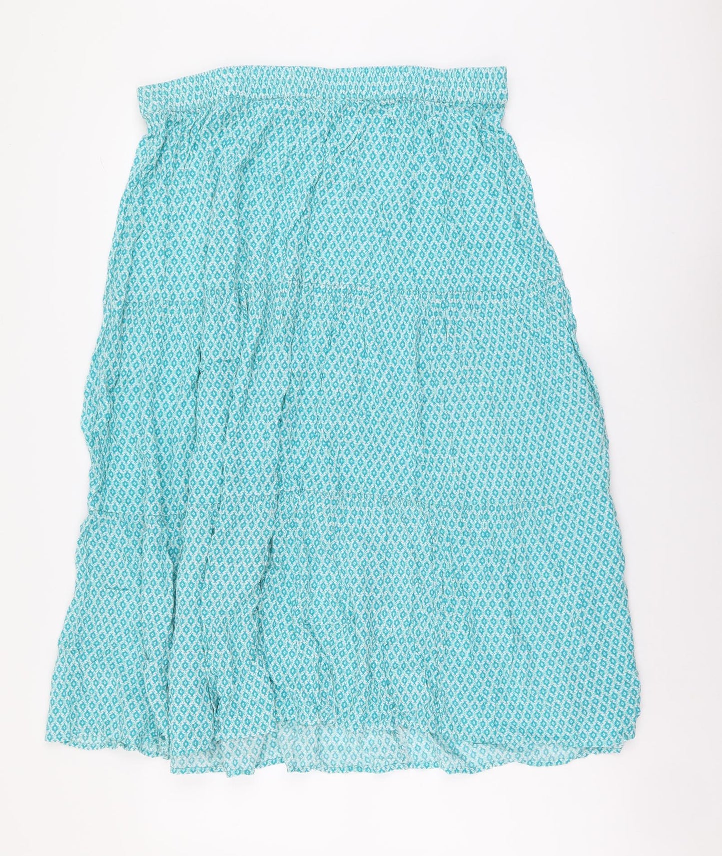 Cotton Traders Womens Blue Geometric Viscose Flare Skirt Size 18