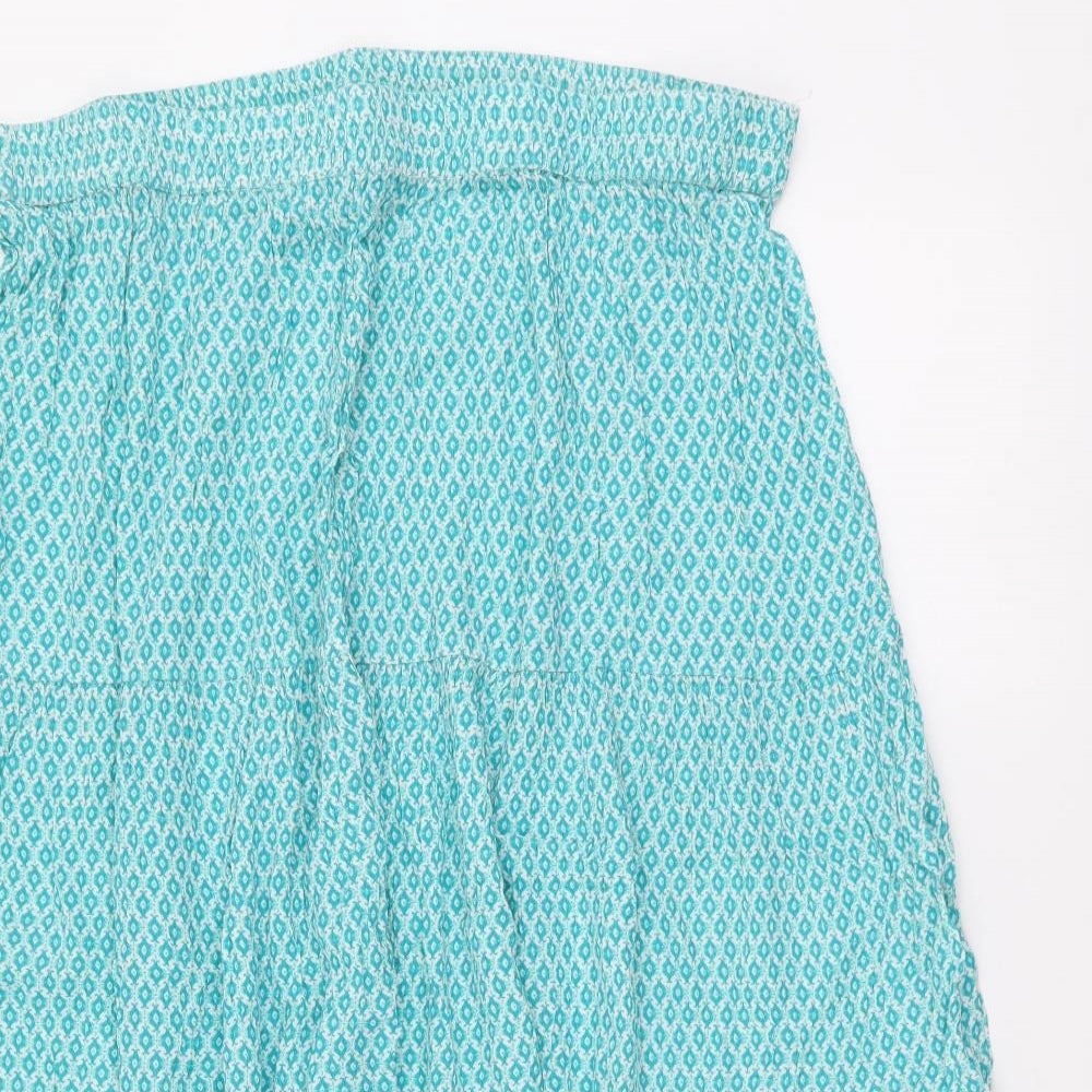 Cotton Traders Womens Blue Geometric Viscose Flare Skirt Size 18
