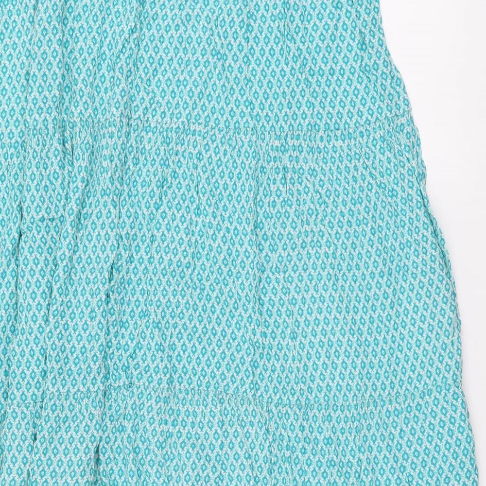 Cotton Traders Womens Blue Geometric Viscose Flare Skirt Size 18
