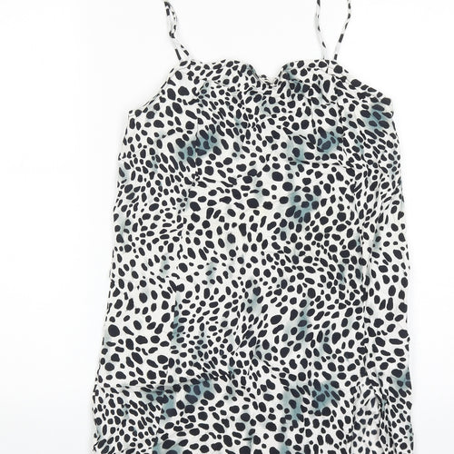 Motel Womens Black Animal Print Viscose Slip Dress Size 2XS Sweetheart Pullover - Cheetah Print