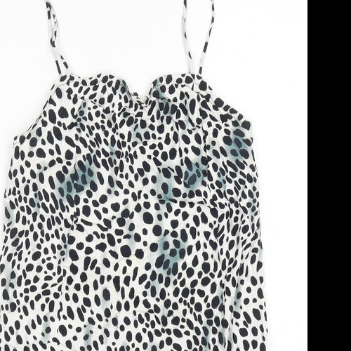Motel Womens Black Animal Print Viscose Slip Dress Size 2XS Sweetheart Pullover - Cheetah Print