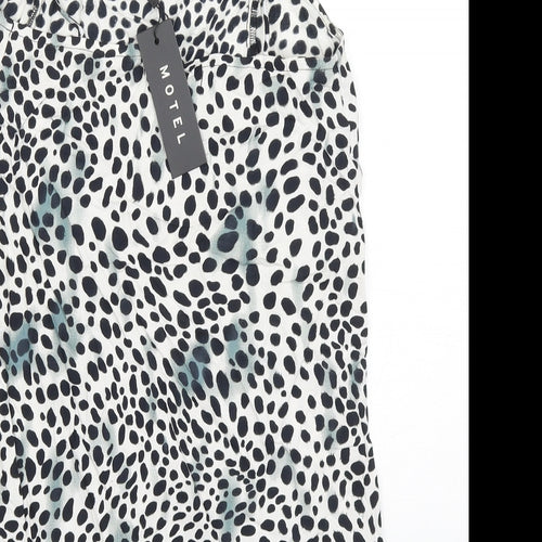 Motel Womens Black Animal Print Viscose Slip Dress Size 2XS Sweetheart Pullover - Cheetah Print