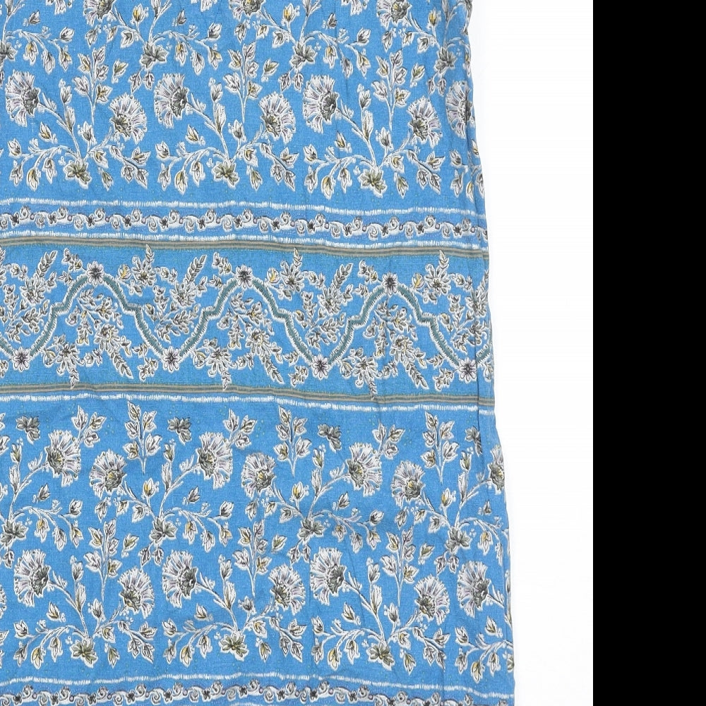 NEXT Womens Blue Floral Linen Shift Size 12 V-Neck Pullover