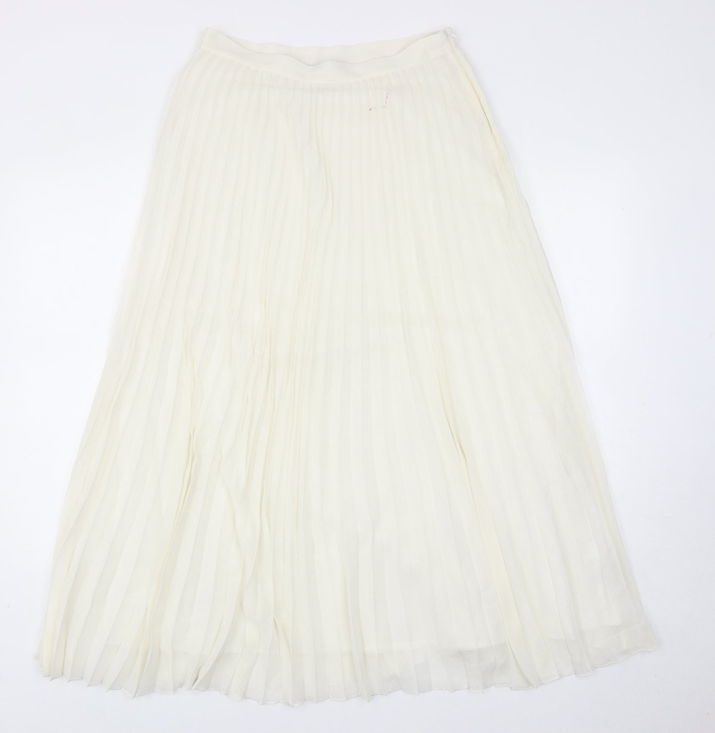Marks and Spencer Womens Ivory Polyester Pleated Skirt Size 10 Zip