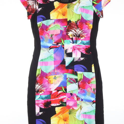 Lakeland Womens Multicoloured Floral Polyester Pencil Dress Size 10 Boat Neck Pullover