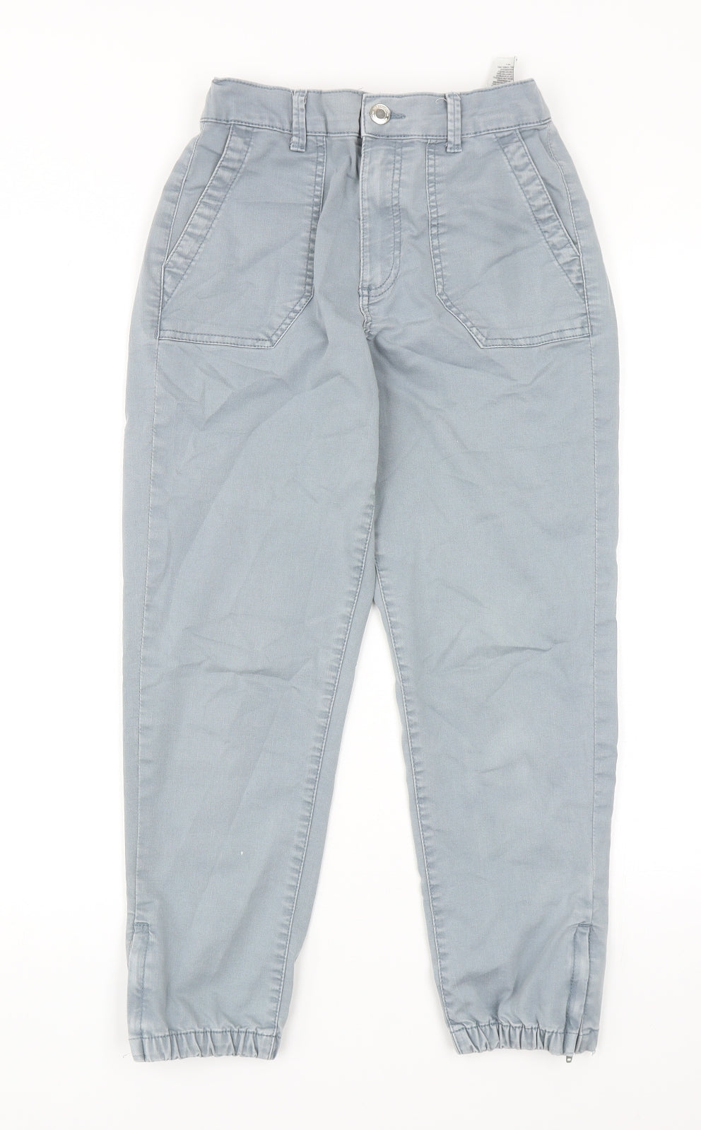 Marks and Spencer Womens Grey Cotton Tapered Jeans Size 8 Regular Zip