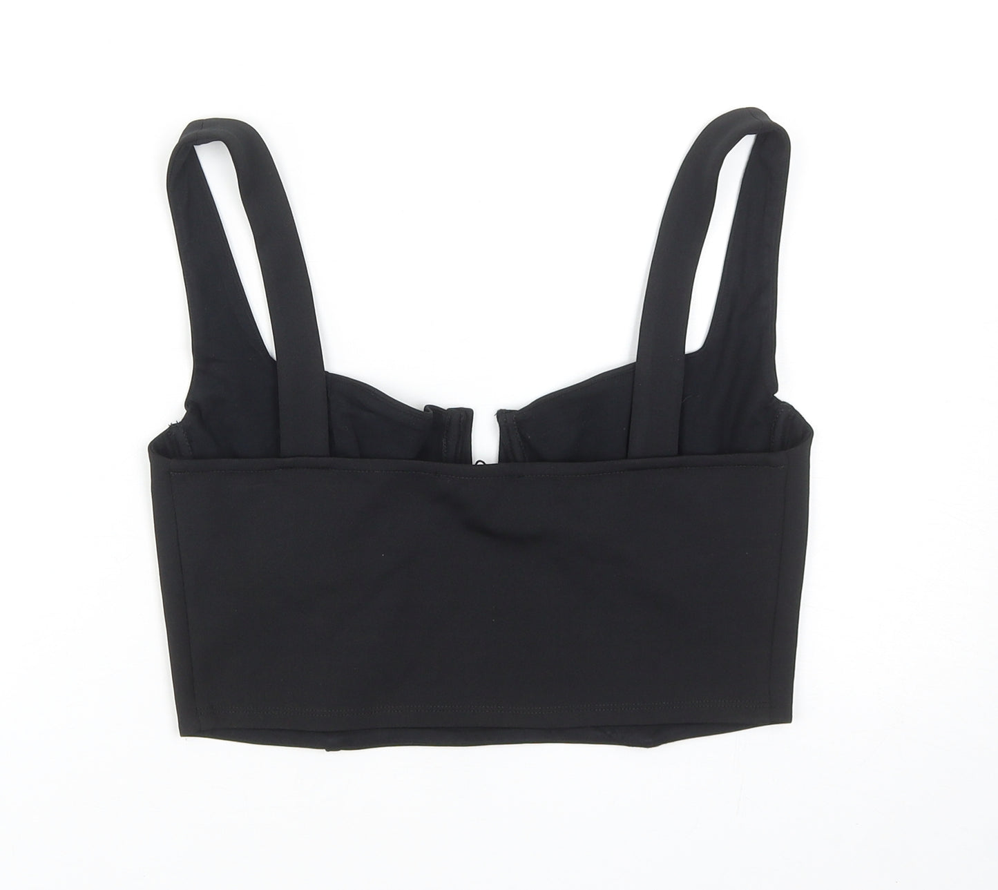 Zara Womens Black Polyester Cropped Tank Size L V-Neck