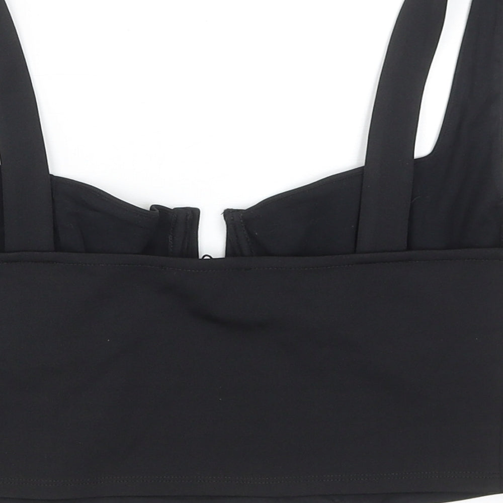 Zara Womens Black Polyester Cropped Tank Size L V-Neck