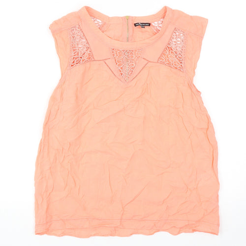 Warehouse Womens Orange Cotton Basic Tank Size 12 Boat Neck - Lace Detail