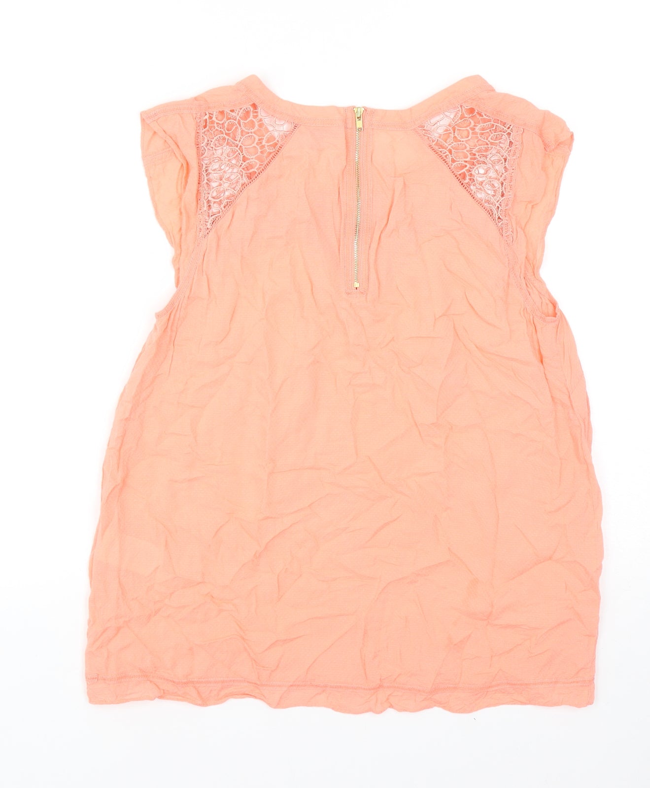 Warehouse Womens Orange Cotton Basic Tank Size 12 Boat Neck - Lace Detail