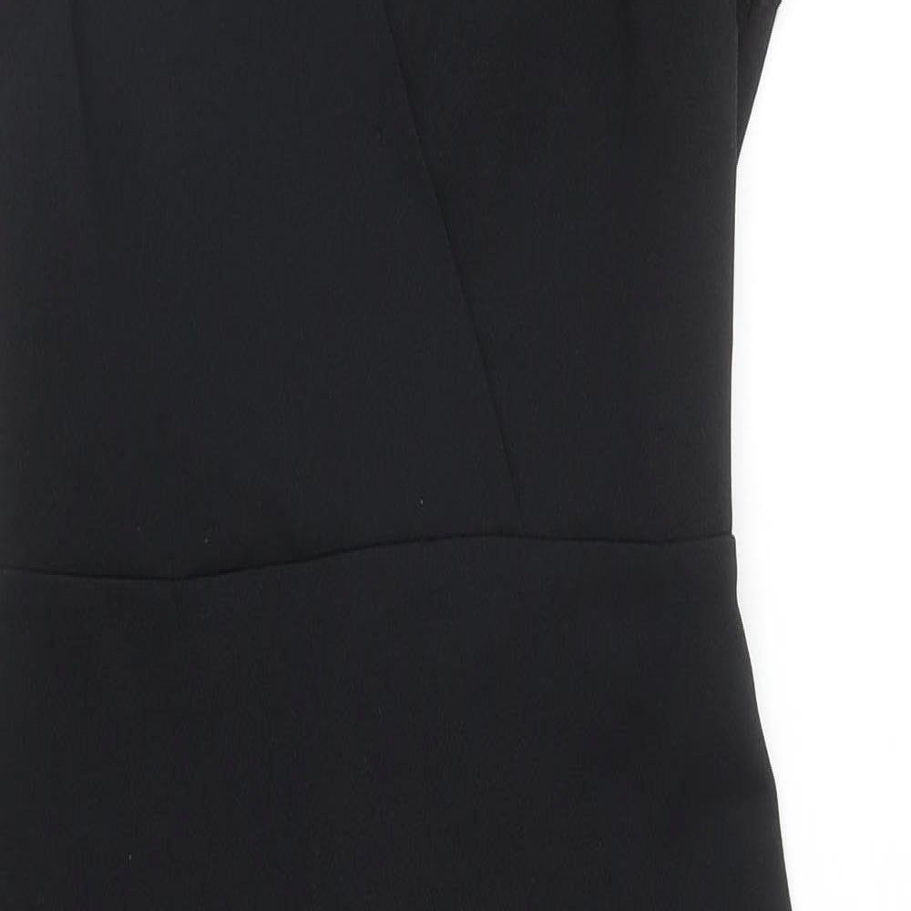 ASOS Womens Black Polyester Pencil Dress Size 8 V-Neck Zip - Lace trim