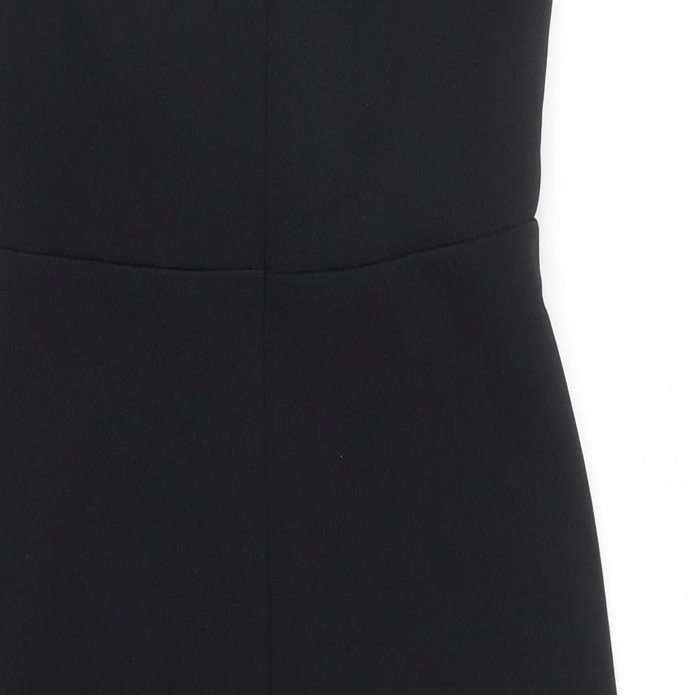 ASOS Womens Black Polyester Pencil Dress Size 8 V-Neck Zip - Lace trim