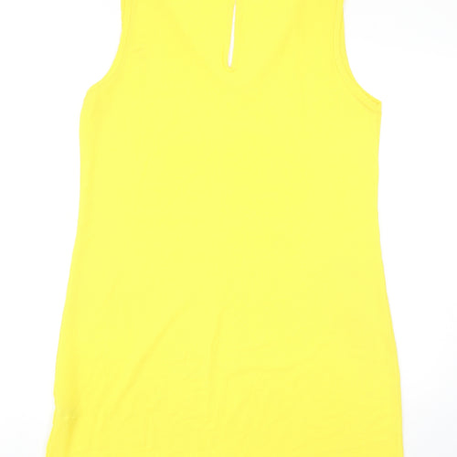 Boohoo Womens Yellow Polyester Shift Size 12 V-Neck Pullover
