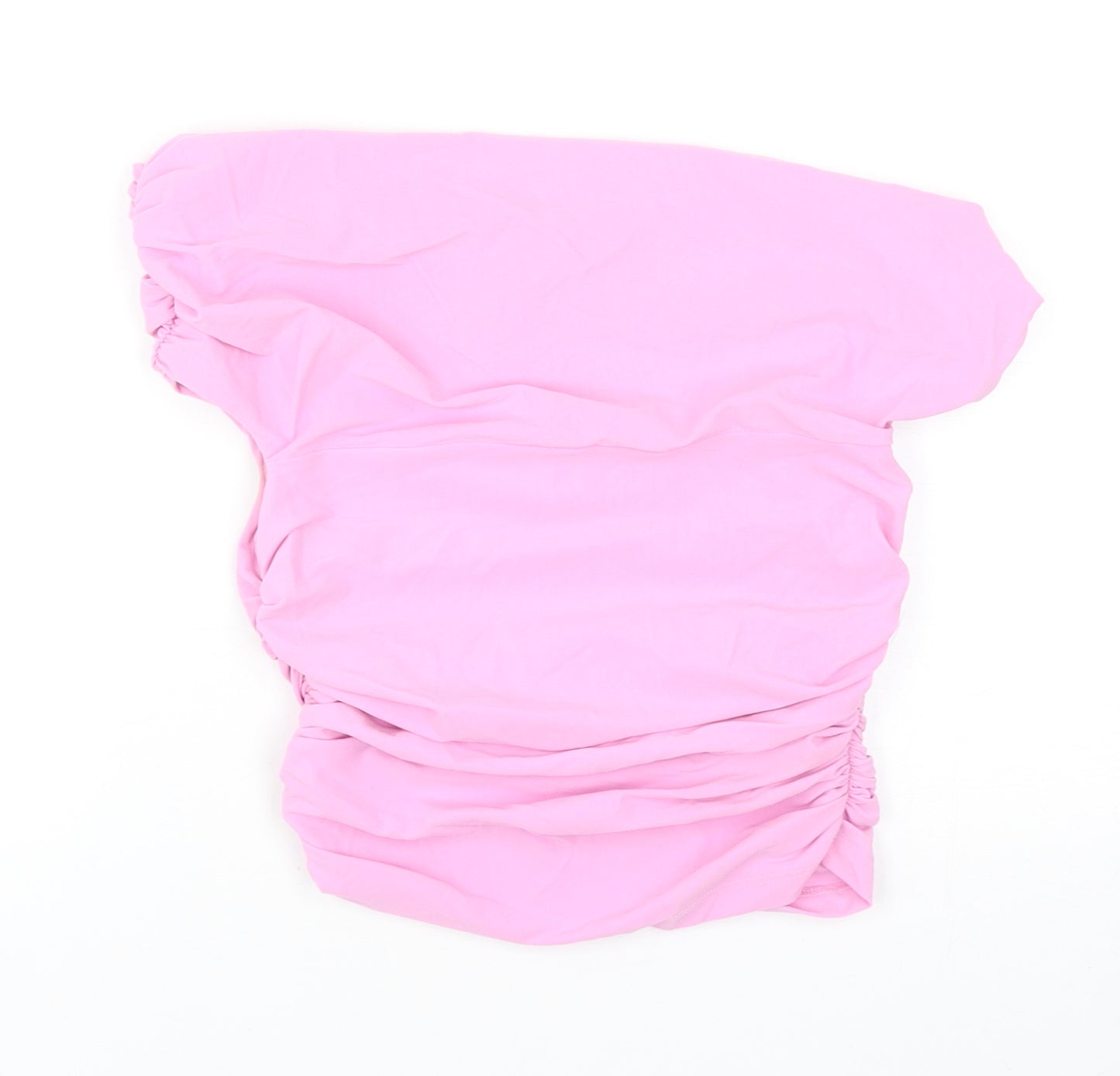 Zara Womens Pink Polyester Cropped Blouse Size S Off the Shoulder
