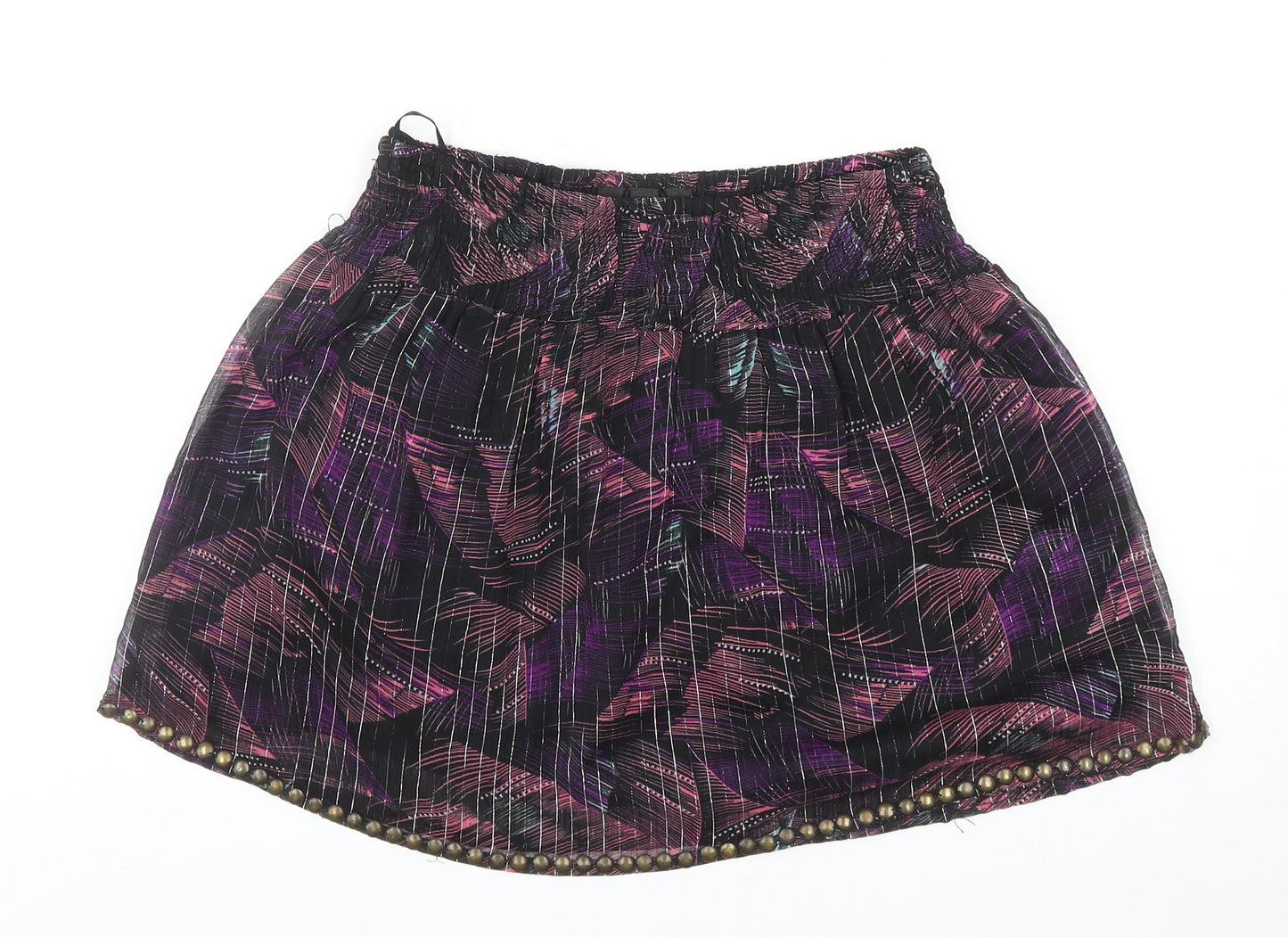 Miss Selfridge Womens Black Geometric Polyester Mini Skirt Size 6