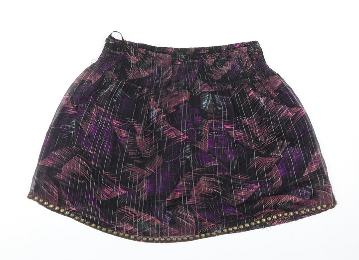 Miss Selfridge Womens Black Geometric Polyester Mini Skirt Size 6